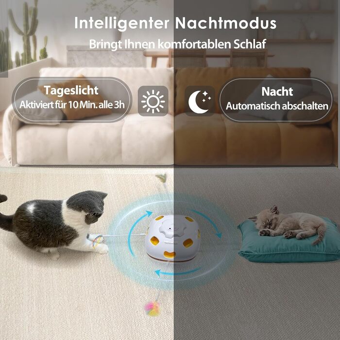 GoldenSun Cat Toy, Rechargeable, Interactive 4-in-1 Toy for Indoor, Hide-and-Seek Toy for Kittens, Whack a Mole Motion, Electronic Cat Toy for Exercise