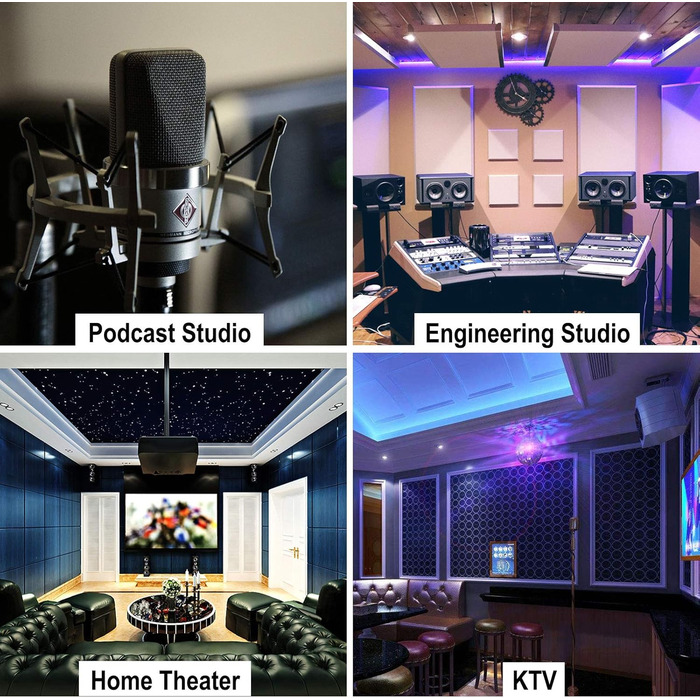 Звукопоглинаючі панелі AGPtEK, акустичний поролон для студії, офісу та кімнати (24 шт, 25x25x5 см, сірий та чорний)