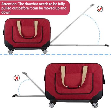 Переносний переноска для тварин з телескопічною ручкою, ролери для собак та котів (червоний)