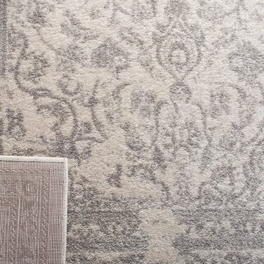 Килим SAFAVIEH з потертою текстурою для вітальні, їдальні, спальні - колекція Adirondack, короткий ворс, слонова кістка та срібло, 122 x 183 см