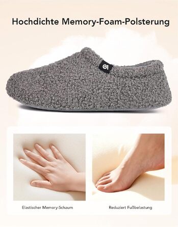 Жіночі фетрові капці VeraCosy з ефектом пам'яті (Memory Foam) та флісовою підкладкою, закрита п'ята, сірі, розмір 38/39 EU