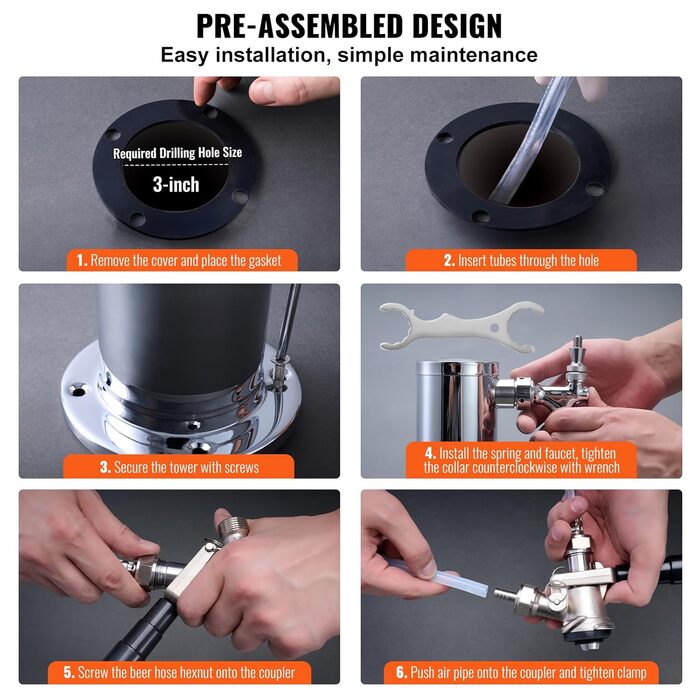 Набір для розливу пива VEVOR з двома кранами, з нержавіючої сталі, кегераторний бак для барів, пабів, ресторанів та свят