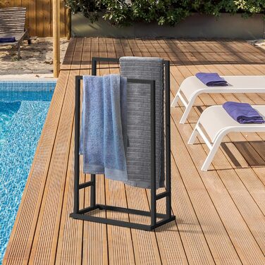 Підставка для рушників на підлозі, металева, з 2 перекладинами, чорна, для ванної кімнати, стабільна, економна