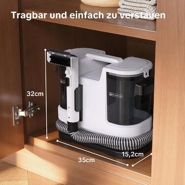 Lubluelu Пилосос для чищення м'яких меблів та килимів – 600 Вт, 20 кПа, з самоочищенням та довгим шлангом для килимів, диванів та авто (слонова кістка)