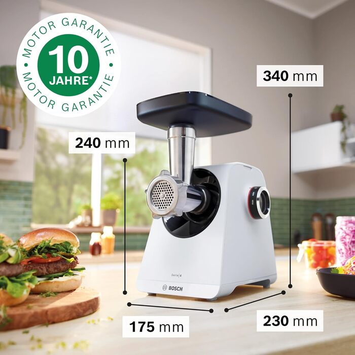 М'ясоподрібнювач Bosch Serie 4 MFWS420W: потужний, компактний, з планетарним приводом, гарантія 10 років
