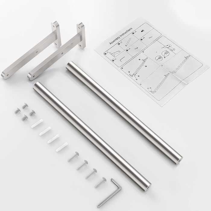 Тримач для рушників YUMORE, подвійний, 40 см, з нержавіючої сталі, для ванної кімнати та кухні, сріблястого кольору