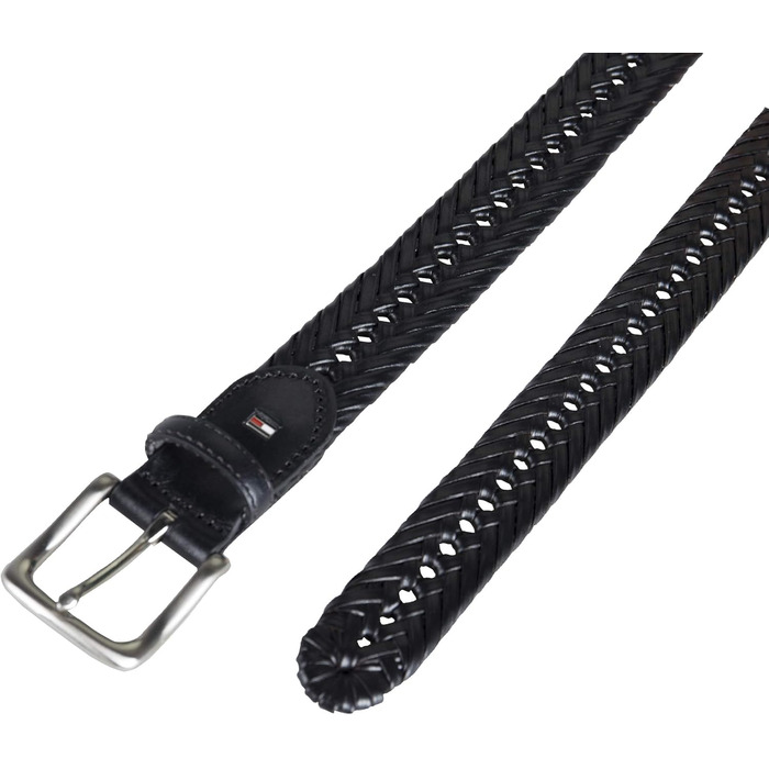 Чоловічий шкіряний ремінь Tommy Hilfiger, плетіння, чорний, розмір M
