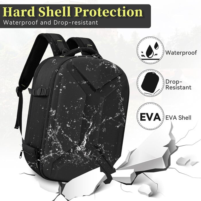 Чохол-рюкзак для камери з відділенням для ноутбука 15.6 дюймів, водонепроникний, ударостійкий, з тримачем для штатива (сумісний з Canon/Nikon/Sony), чорний