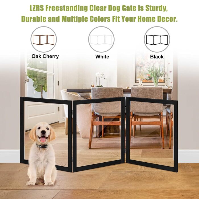 Дерев'яне воріт для собак, 4 панелі, широке, 76,2 см, розкладне, бар'єр для тварин, масивне дерево та сталевий дріт, захисне воріт для дверей, коридорів, 76 см заввишки