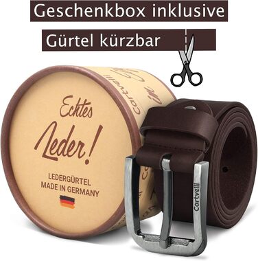 Чоловічий шкіряний ремінь преміум-класу, виготовлений у Німеччині, з подарунковою коробкою. Ширина 40 мм, темно-коричневий, розмір 105. Зверніть увагу на таблицю розмірів.