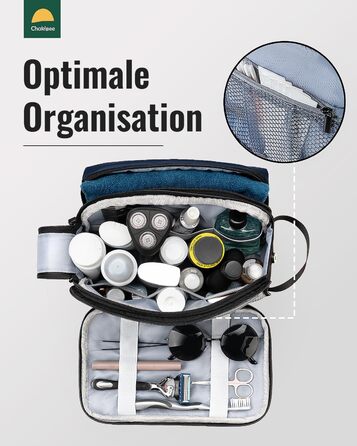 Чоловіча дорожня косметичка Kulturbeutel, водонепроникна, легка, з подвійним замком (Блакитна)