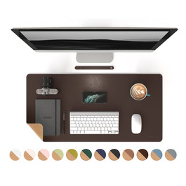 RENMTURE Килимок для миші з натуральної пробки та PU-шкіри, 80 x 40 см, захист столу, антиковзаюча поверхня, водонепроникний, для офісу та дому (Темний Кофе)