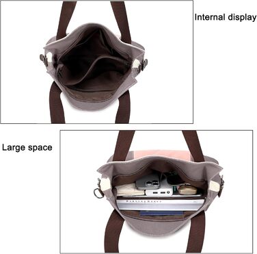 Сумка жіноча Canvas через плече Hobo великої місткості, рожева - для школи, шопінгу, повсякденного використання