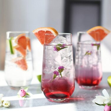Krosno Water Glasses Highball Glasses Drinking Glasses | Set of 6 | 480 ML | Splendour Collection | Perfect for home, restaurants, and parties | Dishwasher safe
