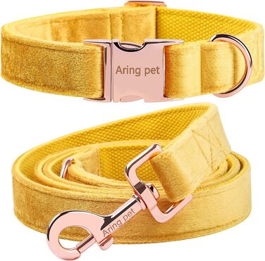 Набір повідка та нашийника для собак Aring Pet, зручний регульований набір для хлопчиків та дівчаток, темно-зелений (XS, темно-жовтий)