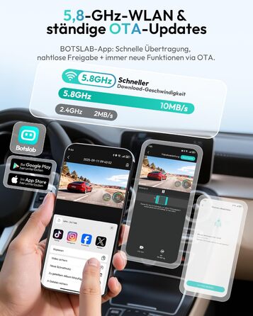 Автомобільний відеореєстратор BOTSLAB G980H 4K Dual (передній та задній), GPS, WiFi, ADAS, нічна зйомка, кут 170°, IPS дисплей 2.45