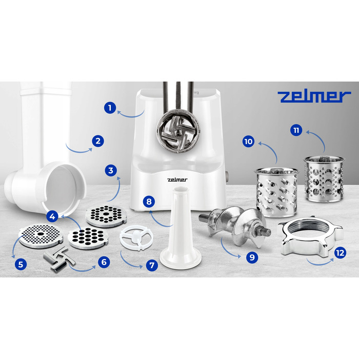 М'ясорубка Zelmer ZMM1540B, біла, 1500 Вт