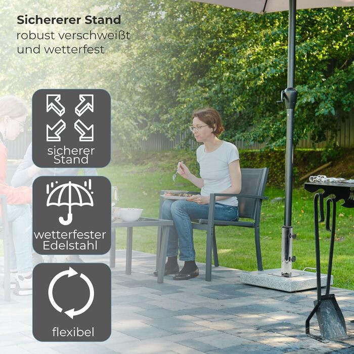 Stainless steel standpipe | Umbrella stand for granite/concrete base 41-51 mm | 4 drill holes