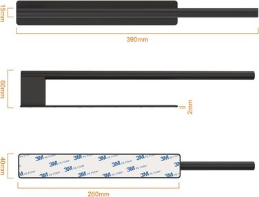 Тримач для рушників Ibergrif M34453A без свердління, 39 см, нержавіюча сталь 304, самоклеючий, чорний