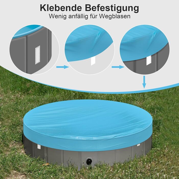 Басейн для собак великих порід EUGAD 120x30 см з кришкою. ПВХ басейн для собак, антиковзне покриття, легко складається