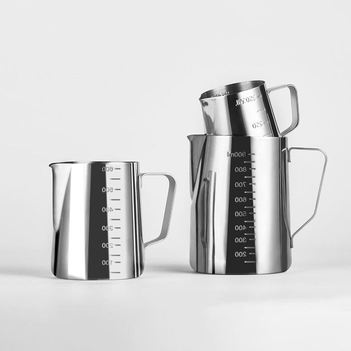 CURTA Milk Can, Milk Frothing Pitcher, Milk for Art, Silver Milk Pitcher, 600 Stainless Steel Milk Pitcher