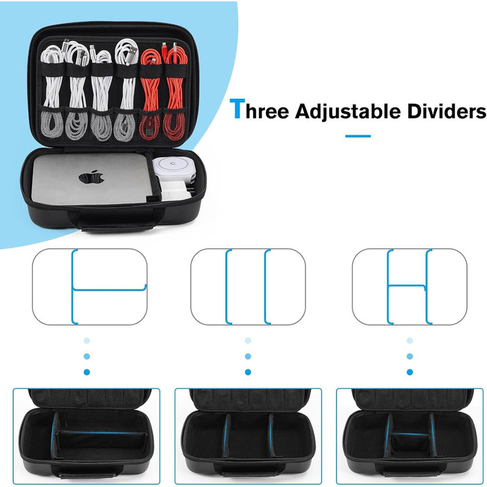 ProCase Electronic Accessories Organizer, Travel Accessory Organizer Bag, Portable Electronic Cable Bag for MacBook Power Adapter, Cables, Apple Pencil, Mouse, USB Flash Drive, Power Bank, SD Card