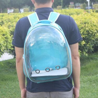 Рюкзак-переноска для котів та собак, рюкзак для тварин, рюкзак-капсула для подорожей, блакитний, з сіткою