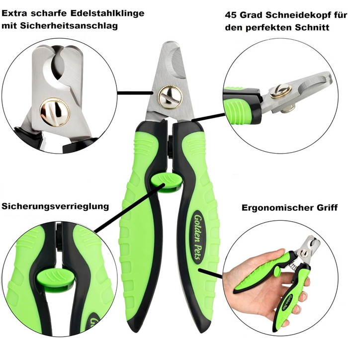 Ножиці для обрізання кігтів Golden Pets Profi Krallenschere + пилка для кігтів з унікальним кутом 45° та захистом