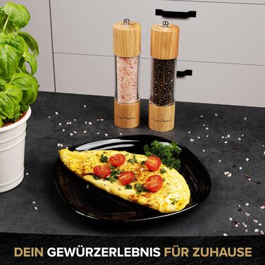 Набір для мелення спецій: солянка та перечниця з акації з регулюванням помелу - якісні млини з керамічним механізмом