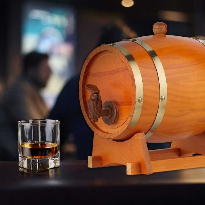 Relaxdays Small Wooden Barrel, 2.2 Liters