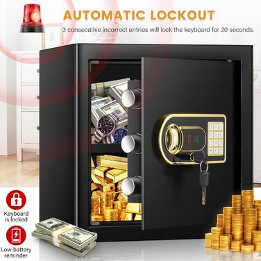 Сейф настінний Mejasg Safe Tresor Klein для дому, гроші, медикаменти, ювелірні вироби, 23x17x17 см (45л)