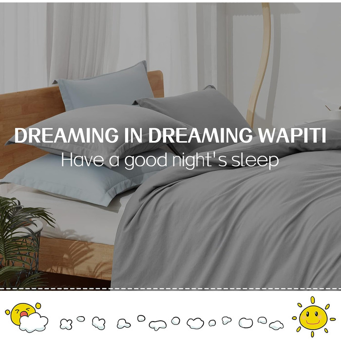 Комплект постільної білизни Dreaming Wapiti з мікрофібри, сірий колір Ice Grey, розмір King, з рельєфною текстурою, м'який та дихаючий, з блискавкою та кутовими стрічками