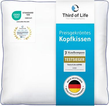 Pillow 65x65 inSPIRO from the winner of the 2022 Ergonomics Innovation Award, Best Ergonomic Sleep Pillow, Suitable for Side Sleepers, Back Sleepers & Stomach Sleepers, Optimal Cervical Pillow 65 x 65