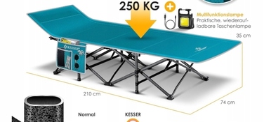 Розкладне ліжко KESSER 210 см x 74 см, синій