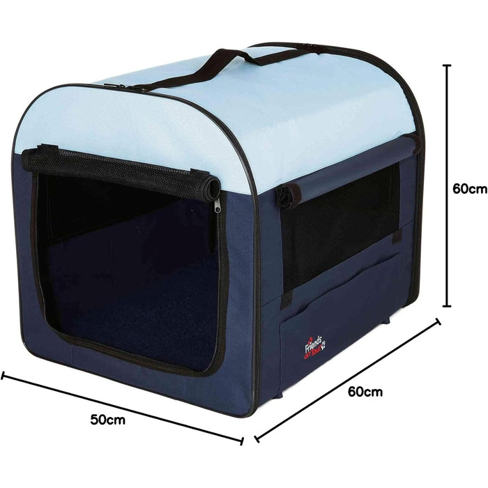 ТRIXIE Hundebox Basic XS: переносна переноска для собак, 32x32x47 см, з сіткою, флісовою підкладкою, 3 кишені, фіксатори, мішок для перенесення - 39701