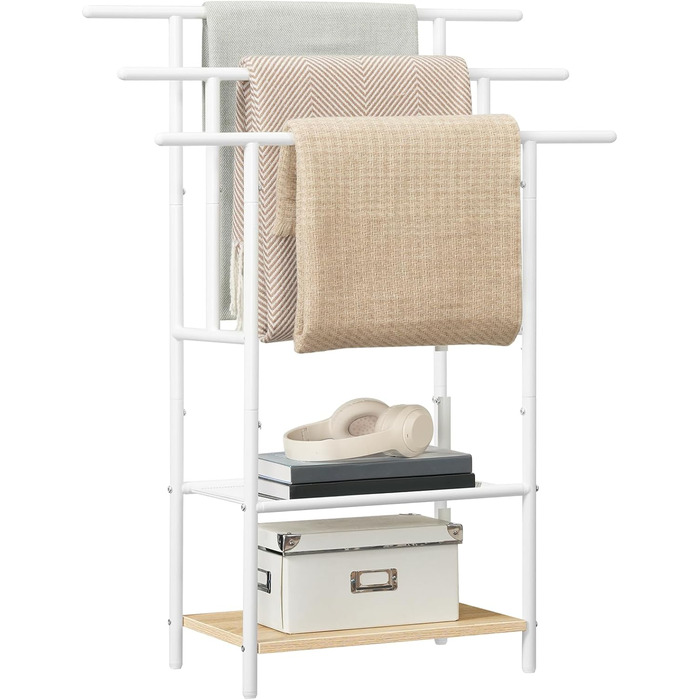 HOOBRO Настінна/Підлогова Сушарка для Рушників з 3 Перекладинами та 2 Полицями, Колір: Темно-Коричневий/Чорний, EBF05LB01