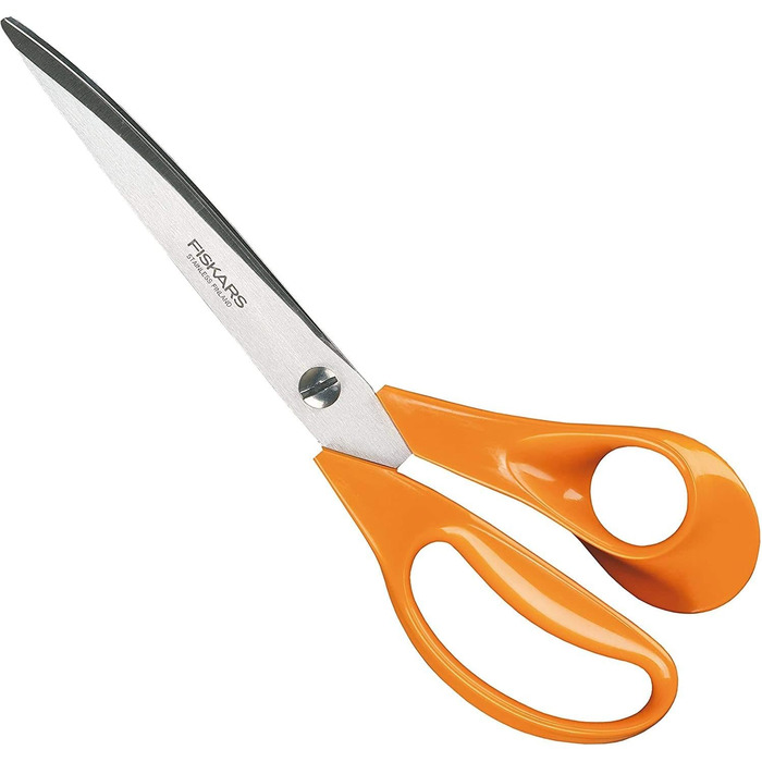 Ножиці для тканини Fiskars 25 см для правші, нержавіюча сталь, помаранчеві, багатофункціональні ножиці з роз’ємними лезами, з чохлом, 23 см, чорні/помаранчеві