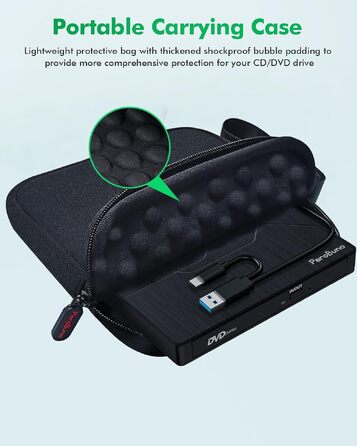 Зовнішній DVD-привід PeroBuno USB 3.0 Type-C, CD/DVD ROM +/-RW, ультратонкий оптичний накопичувач та записник для ноутбука, ПК, MacBook (Windows, Linux, macOS)
