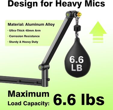 Мікрофонний кріплення на тримачі Arm (до 3 кг) - сумісний зі Shure SM7B, MV7 та ін.