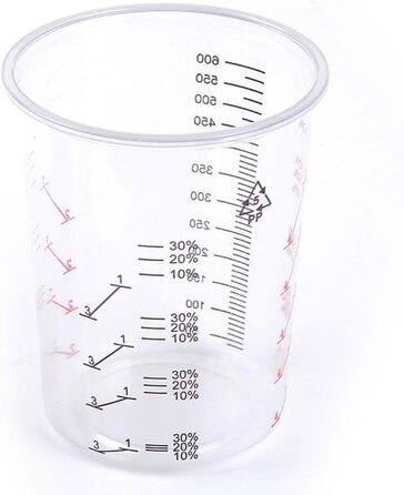 50x Mixing Cups Plastic Cups Measuring Cups | 650ml | Color, Epoxy, Polyester with Scale and Mixing Ratio