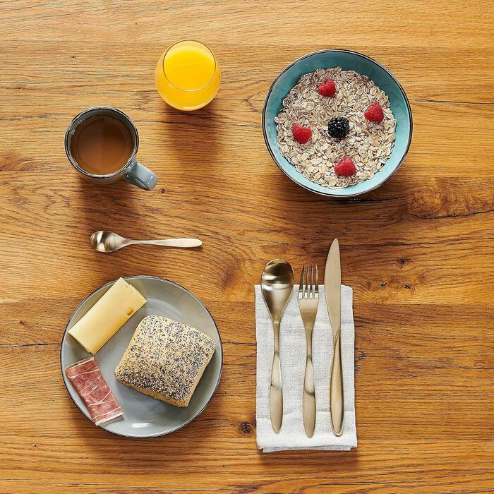 Сервіз MÄSER Metallic Rim: 24-частинний набір посуду для 6 осіб, сірий, з металевим оздобленням, з каменю