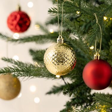 50 шт. новорічні кулі Valery Madelyn, 5 см, біло-золоті, з кріпленням, для прикраси ялинки, міцні, з сніжинками