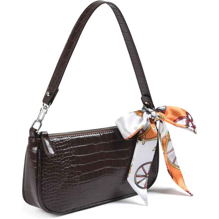 Сумка жіноча через плече крокодиляча шкіра ретро вінтаж коричнева #2 – маленька сумка-міні, класична сумка-шопер