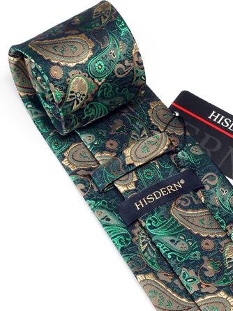 HISDERN Комплект краватки та нагрудного хустинки з квітковим візерунком паваролочка, зелений