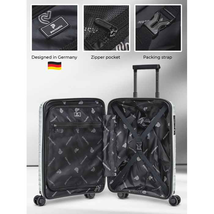 Легкий валіза на колесах 55 см з TSA-замком | Об'єм 41 л, поліпропілен, сріблястий | Collection 02