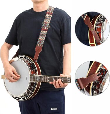 Гітарний ремінь Nefelibata Banjo-Gurt, 5,1 см, повна шкіра з телячої шкіри, бохо-коричневий