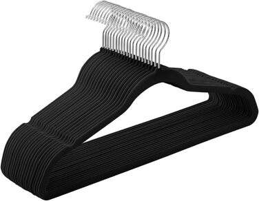 Плечики для одягу SONGMICS, велюрові, 20 шт., для сорочок, жакеток, костюмів, 41.5 см, чорні