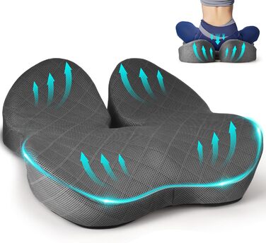 Подушка для сидіння Fwiull з Memory Foam - ергономічна, для авто, софи, офісу, темно-сіра