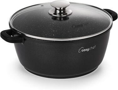 Набір каструль CosyChef Leia 28 см, 2 шт., з антипригарним покриттям та скляною кришкою, для всіх типів плит, індукційна, PFOA-free