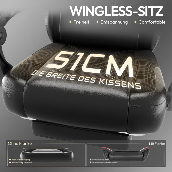 Ігровий крісло Dowinx з PU-шкіри, ергономічний, з підтримкою попереку, для ПК, 150 кг, зелений